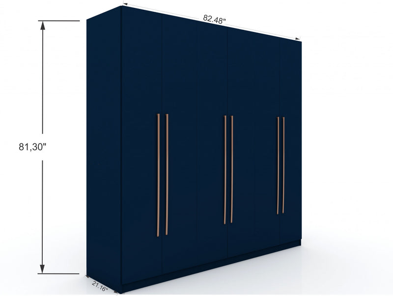 Armoire contemporaine moderne Gramercy 208 cm en bleu minuit