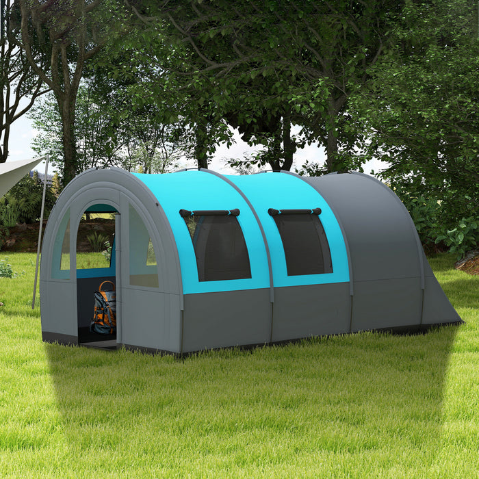 Outsunny Tente De Camping 5-6 Personnes, Tente Familiale Etanche, Gris/bleu