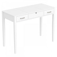 Console de 40 po avec 2 tiroirs et 1 miroir rabattable - blanche