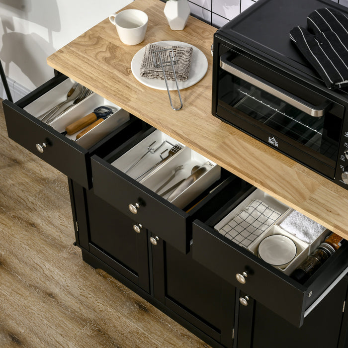 HOMCOM Bar Cafe, Meuble de Cuisine avec Tiroirs, Noir
