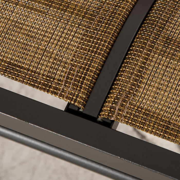 Banc A Bascule Exterieur En Acier Double Glisseur Dessine En Tissu Sling, Brun