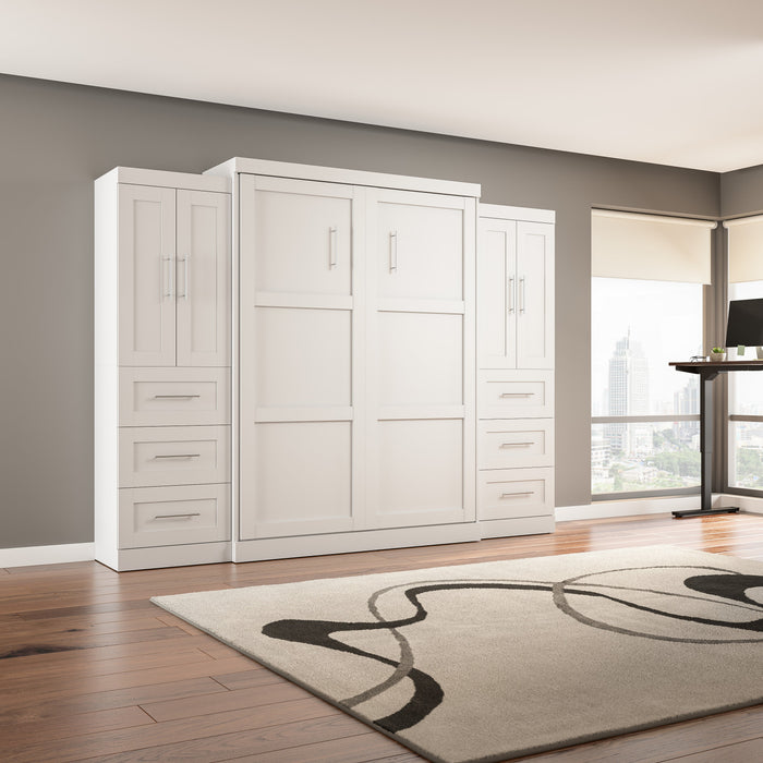 Grand lit escamotable Pur de Bestar de 115 po (L) avec armoires de rangement - blanc