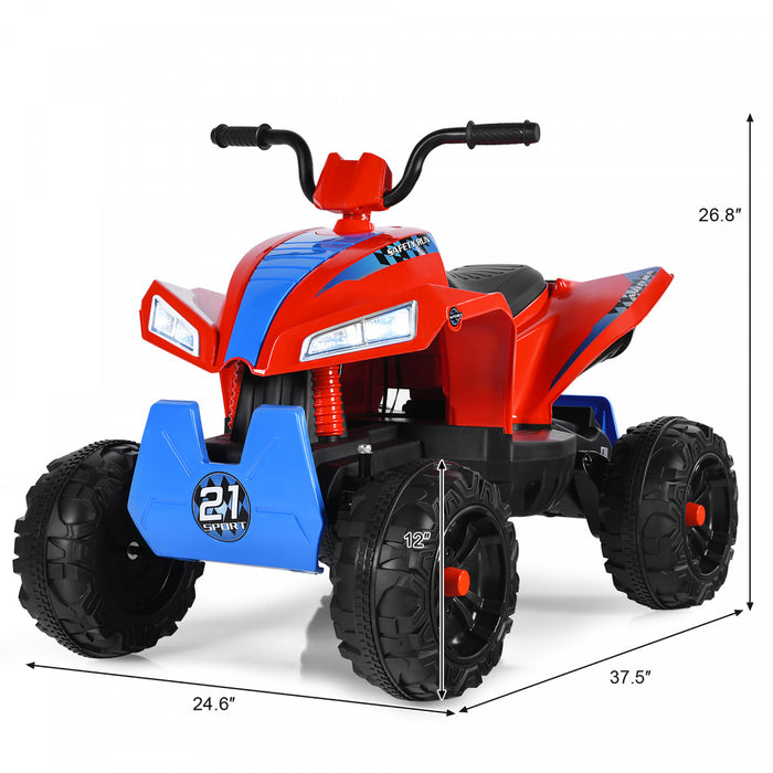 Costway Kids Ride On Atv 4 Wheeler Quad Spring Suspension W / Lights&music Rouge