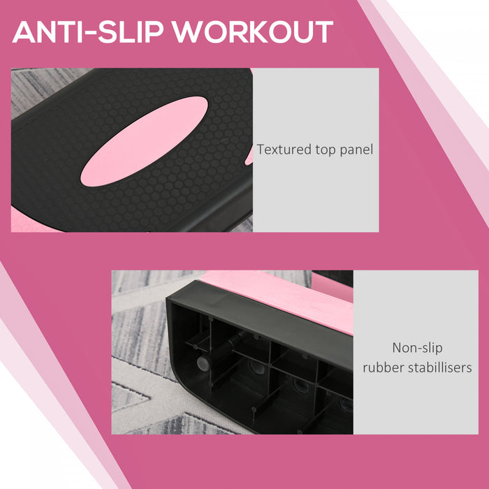 Soozier Stepper aerobique reglable, plateforme d'exercice, 4\"-6\"-8\", rose
