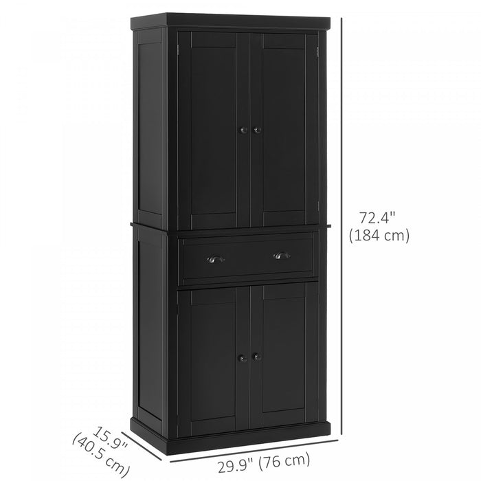 HOMCOM Armoire Garde-Manger Cuisine Etagere Tiroir Noir