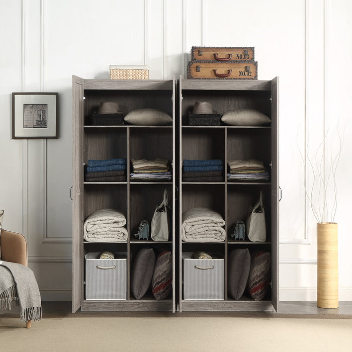 Armoire de rangement moderne Hopkins 30\" en gris (7 etageres) - Lot de 2