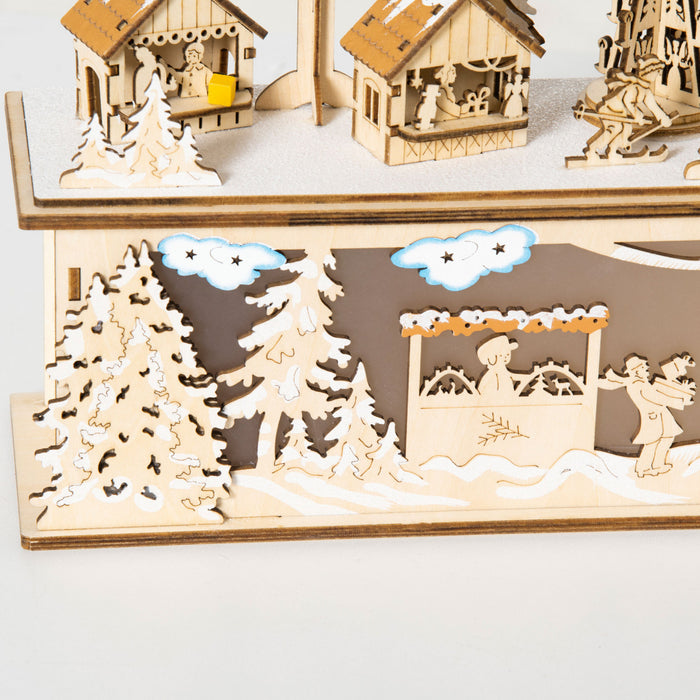Homcom Maisons De Village De Noel Eclairees Par Led, Moulins A Vent, Eglise