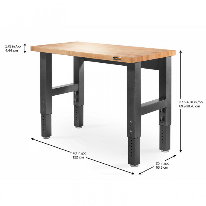Établi de 4 pi à hauteur réglable en bois franc de Gladiator - granite martelé
