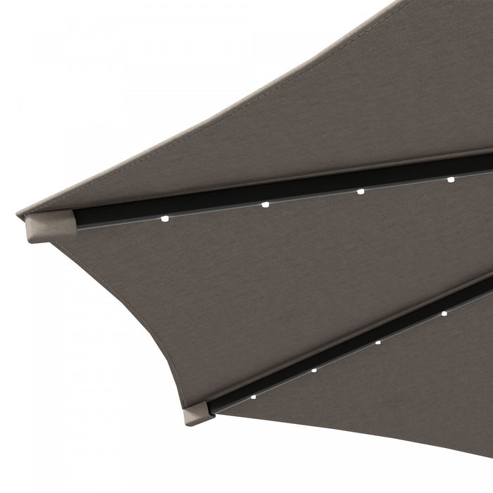 Outsunny 10ft Parapluie Cantilever D'exterieur Avec Eclairage Solaire Kaki