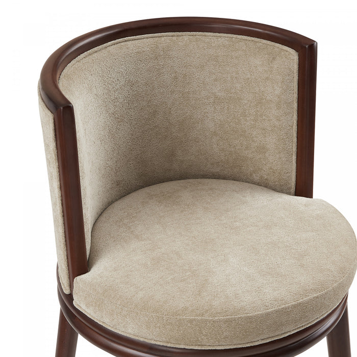 Tabouret de bar moderne en bois avec assise rembourree Evalyn, finition naturelle
