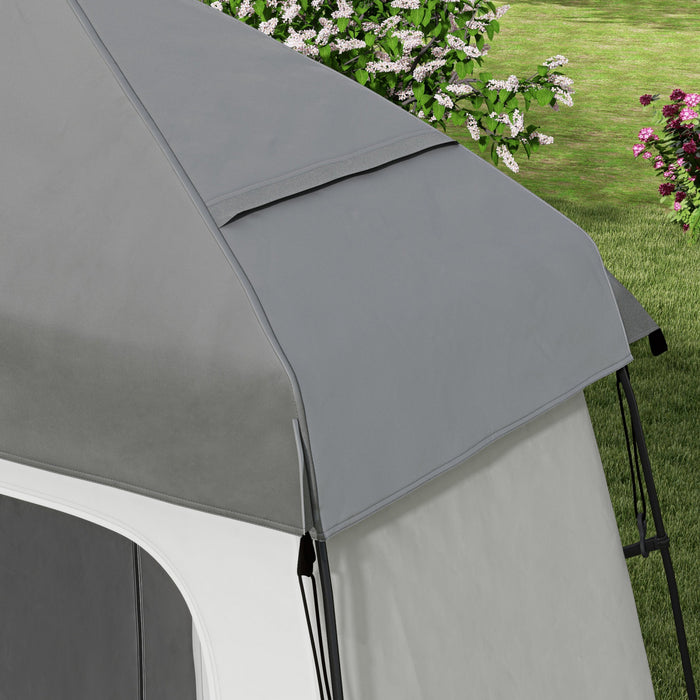 Tente De Douche Outsunny Avec Sac De Douche, Sol, Sac De Transport, Gris