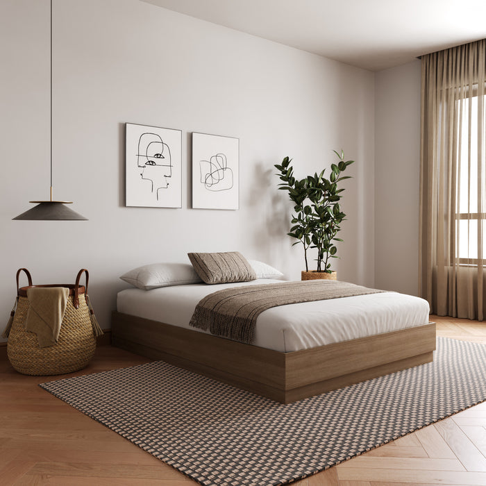 Grand lit plateforme Milano Nordika - chêne brun