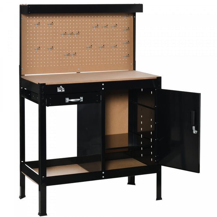 Homcom Etabli De Garage Avec Tiroir De Rangement, Armoire Verrouillable