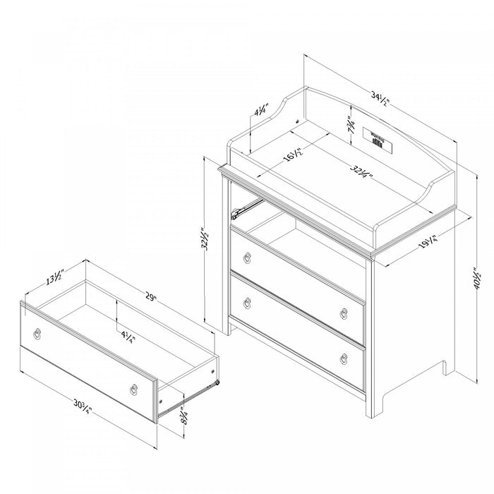 Table à langer Cotton Candy - blanche et beige