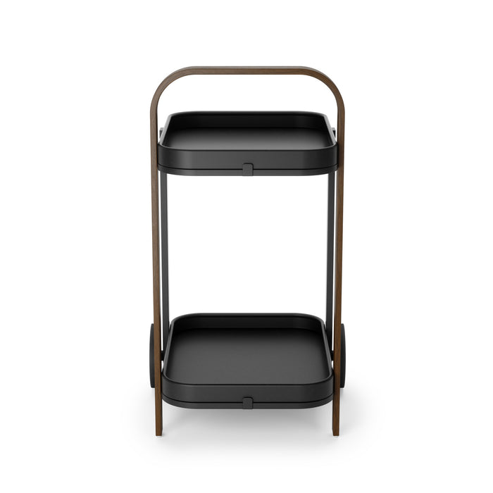 Chariot-bar et de rangement moderne Bellwood de Umbra en acier - noir et noyer
