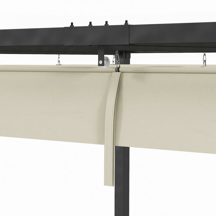 Outsunny Pergola De Patio 10' X 7' Avec Auvent Retractable, Blanc Creme