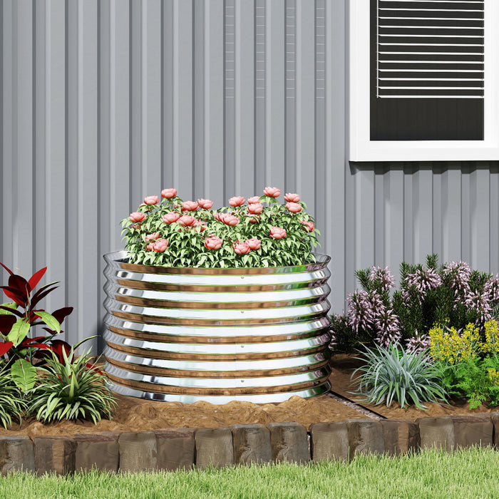 Outsunny Lit de jardin sureleve galvanise, facile a bricoler, argent