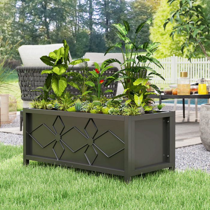 Outsunny Jardiniere galvanisee avec trous de drainage, lit de jardin