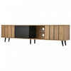 Nathan TV Stand Media Console with 3 Doors and Open Shelving,Natural | Nathan meuble TV – meuble multimedia avec 3 portes et etageres ouvertes, finition naturelle