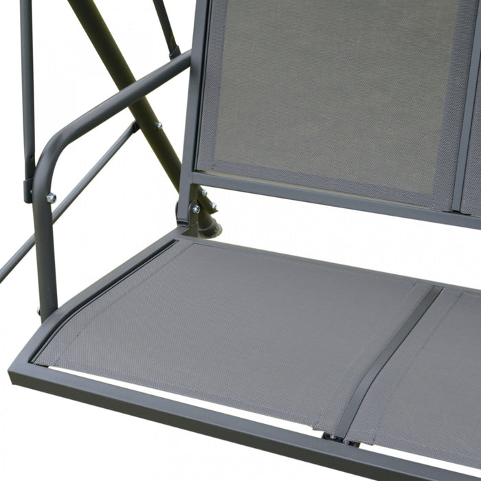 Balancelle De Jardin 3 Places Grand Confort Toit Inclinaison Reglable Assise Et Dossier Ergonomique Acier Textilene Gris