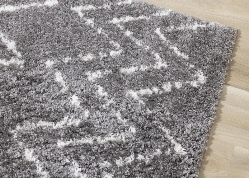Tapis Taylor a poils longs diamants rustiques creme gris, 5'3\" x 7'7\"