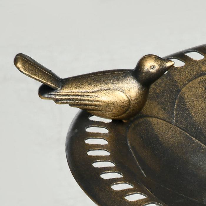 Outsunny Bain D'oiseaux, Bain D'oiseaux Avec Decoration D'oiseaux, Bronze