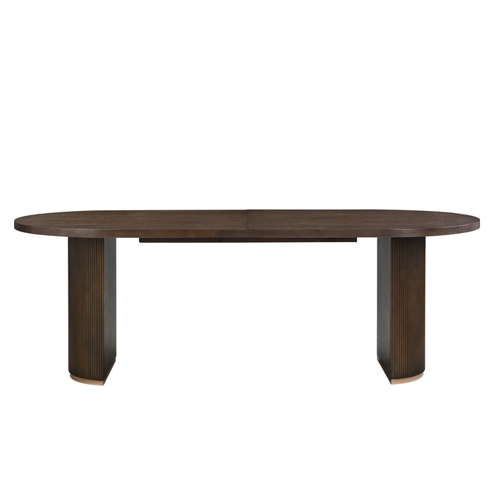 Madison Table a manger ovale en bois massif avec double pietement, noyer