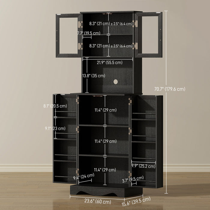 HOMCOM Buffet de Cuisine de 71\", Buffet avec 8 Etageres de Porte, Noir