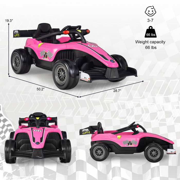 Costway 12v Enfants Rouler Sur La Voiture Electrique Camion De Course Telecommande W / Mp3 & Lumieres Rose