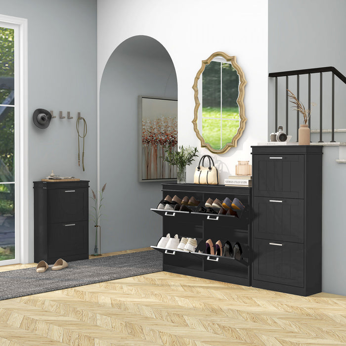 HOMCOM Armoire a chaussures etroite pour entree avec tiroirs rabattables et etagere reglable