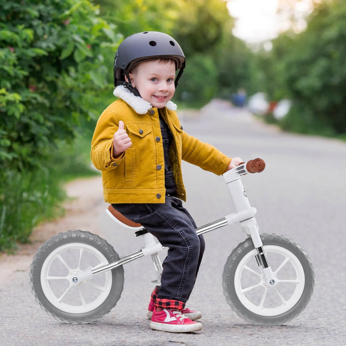 Honeyjoy 12\" Equilibre Velo 2 Roues Velo Pour Enfants Avec Siege Reglable Blanc
