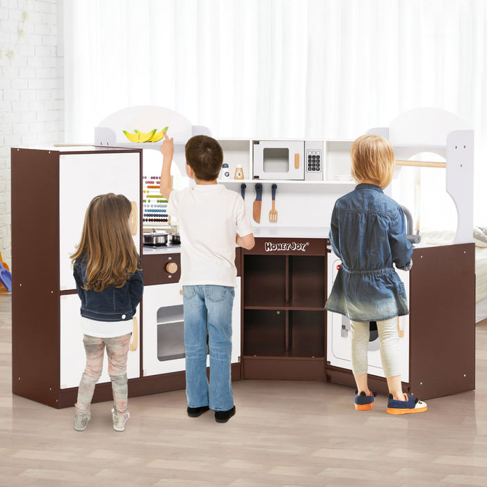 Coin Costway Jouer Cuisine Avec Four A Micro-ondes Glacier Pour Enfants 3 Ans + Jouet En Bois
