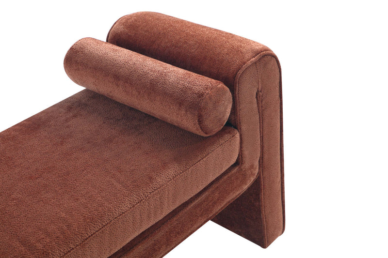 Banc d’appoint moderne glamour en chenille Concord, couleur terre cuite