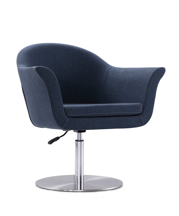 Fauteuil pivotant moderne tisse Voyager en melange de tissus, bleu fume - Lot de 2