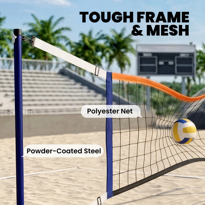 Soozier Filet de Volley-Ball avec Longueur Ajustable 6,4-8,2m, Ballon et Pompe Inclus
