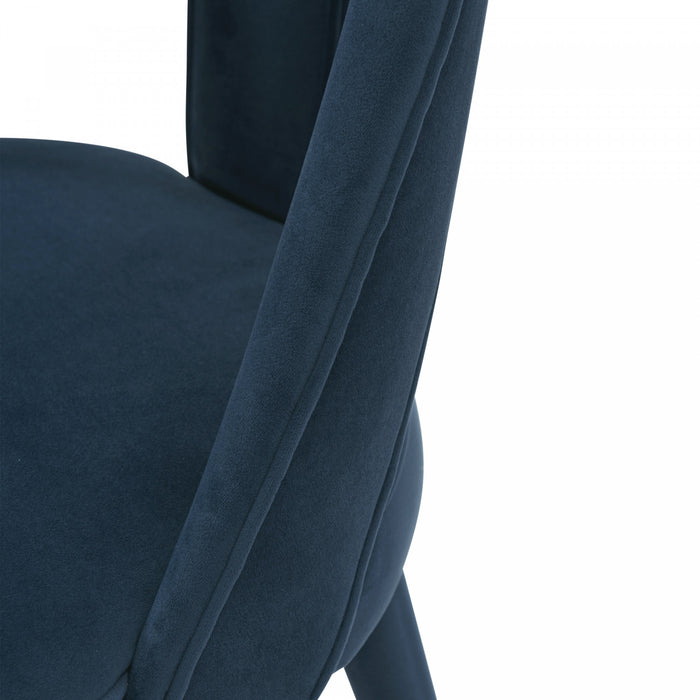 Chaise de salle a manger moderne Neda en velours bleu nuit - Lot de 2