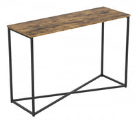 Console de 44 po - bois recyclé brun avec base en métal noir