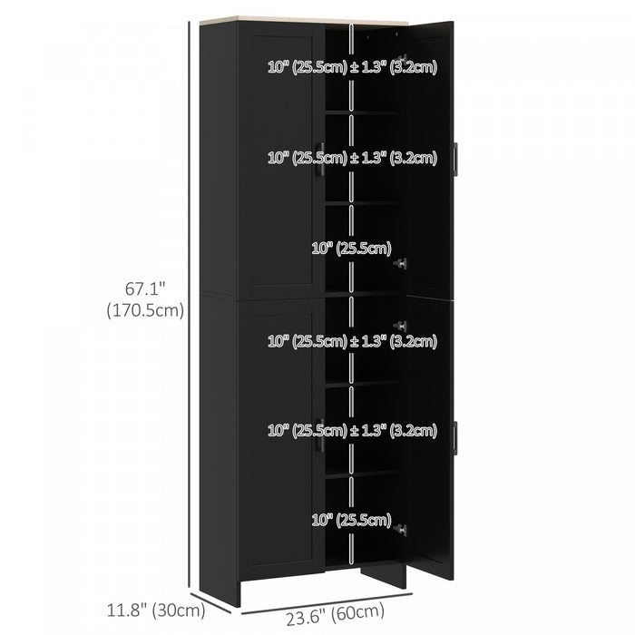 HOMCOM Armoire de rangement 67\" a 4 portes avec etageres reglables, noir