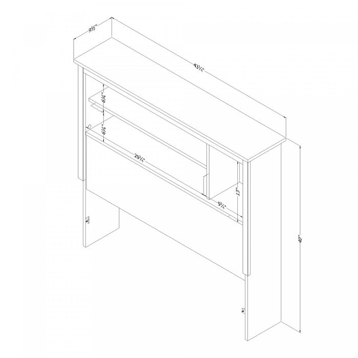 Tête de lit bibliothèque Yodi - noyer naturel
