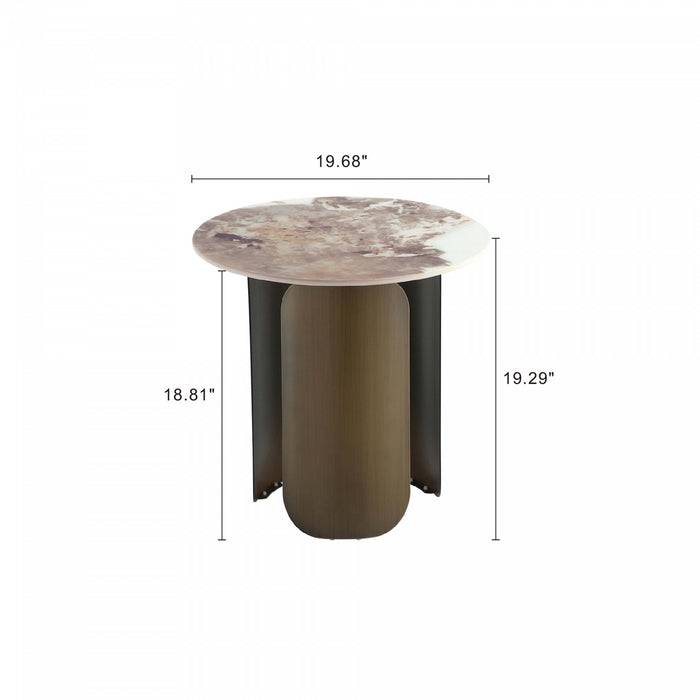 Ensemble moderne et glamour Monica de 2 tables : table basse et table d’appoint en bronze