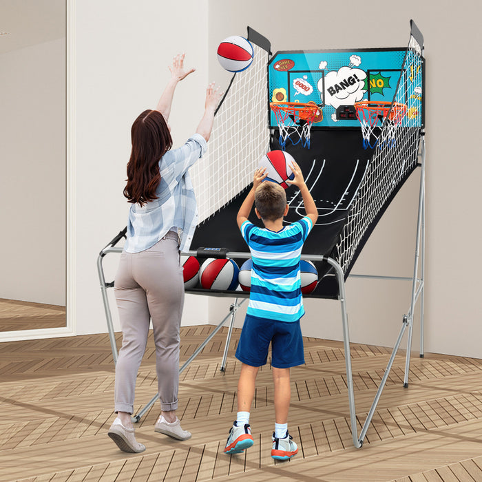 Costway Double Shot Basketball Arcade Game Avec 8 Modes De Jeu Electronic Scoring Green