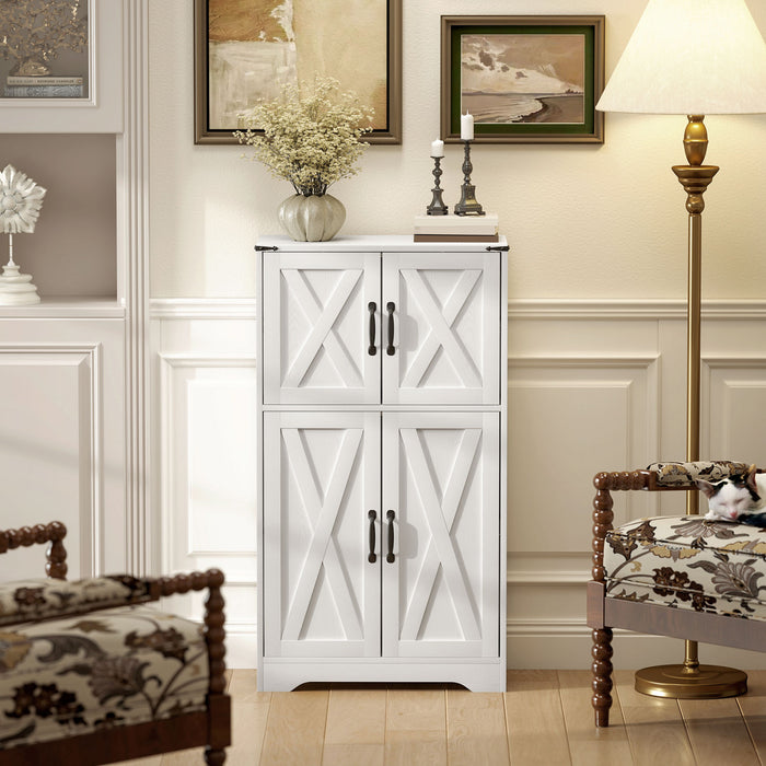 HOMCOM Armoire de garde-manger de cuisine avec portes de grange, Blanc
