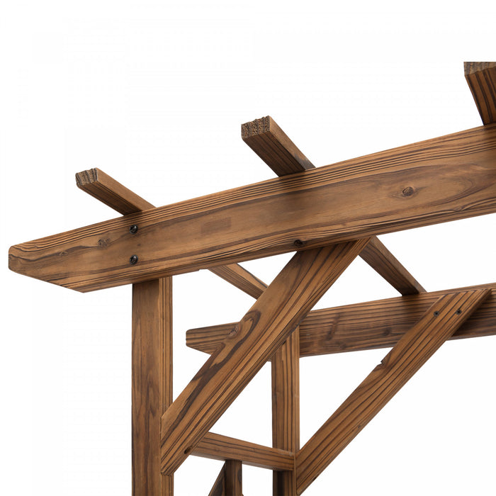 Outsunny 79\" Treillis De Jardin, Arbre En Bois Arque Avec Toit En Forme De Pergola