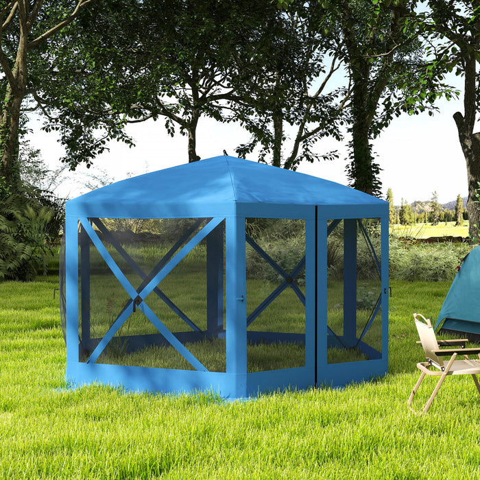 Outsunny Tente Moustiquaire Escamotable 12' X 12', Abri De Camping, Bleu