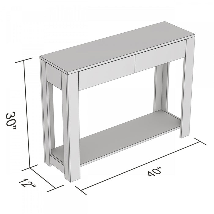 Console de 40 po avec 2 tiroirs et tablette - table de salon gris foncé