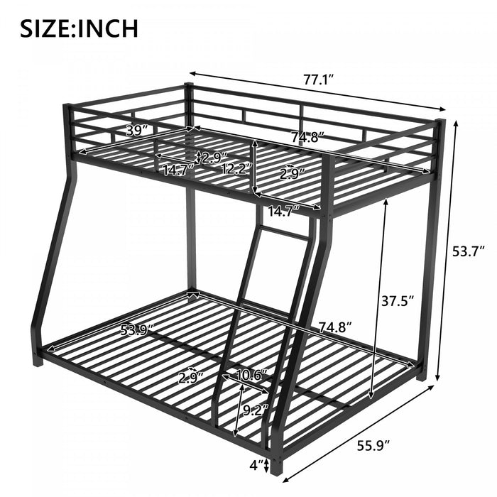 Lit superpose John en metal gain de place, taille Twin sur Full, noir