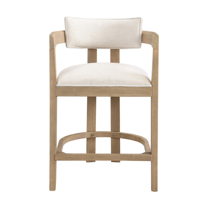 Ensemble De 2 Tabourets Tiffany De 26 Po (Hauteur De Comptoir) Avec Structure En Bois Massif, Tissu aspect lin -  Fini Naturel