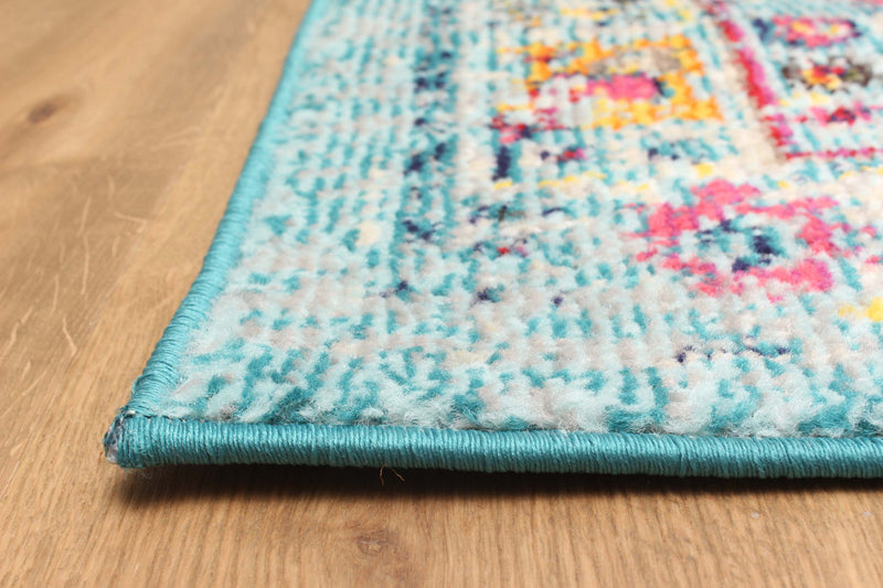 Tapis de Couloir Traditionnel Jasmine 2'8\" x 8'2\" en Bleu