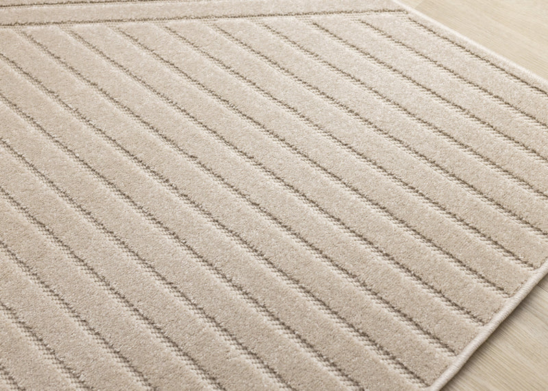 Tapis design a rayures angulaires beige Oslo, 6'7'' x 9'6''
