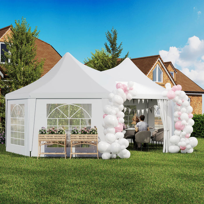 Outsunny Chapiteau Octogonal 5 m x 6,8 m, Grand Abri Exterieur pour Evenements et Fetes